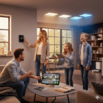 Family using smart home gadgets