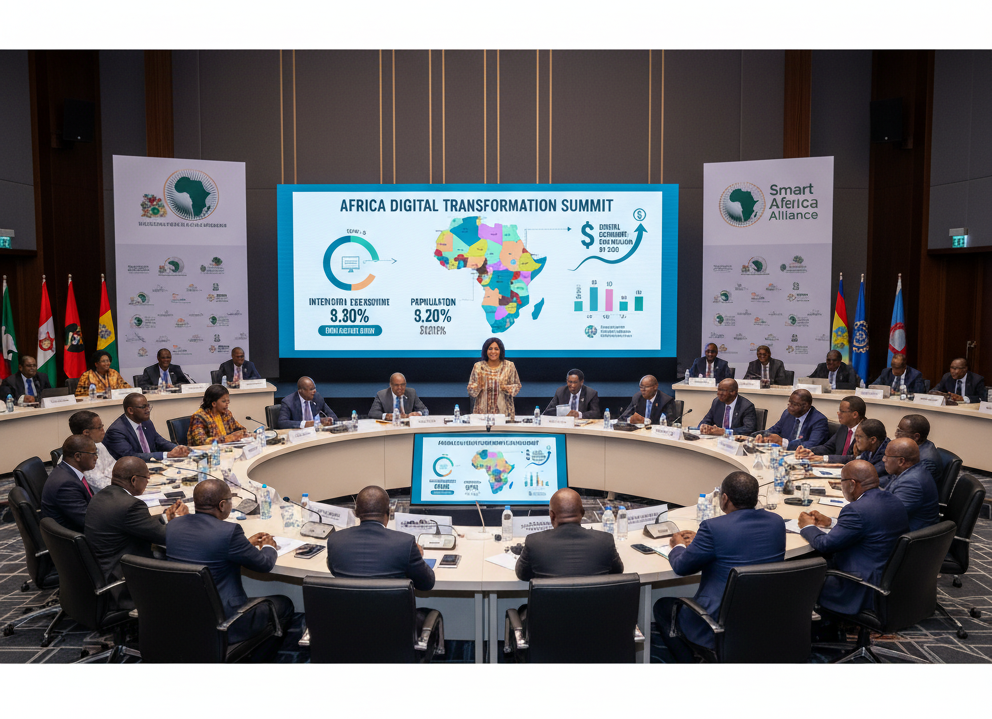 Representatives from African Union countries collaborating on digital policy at a pan-African technology summit