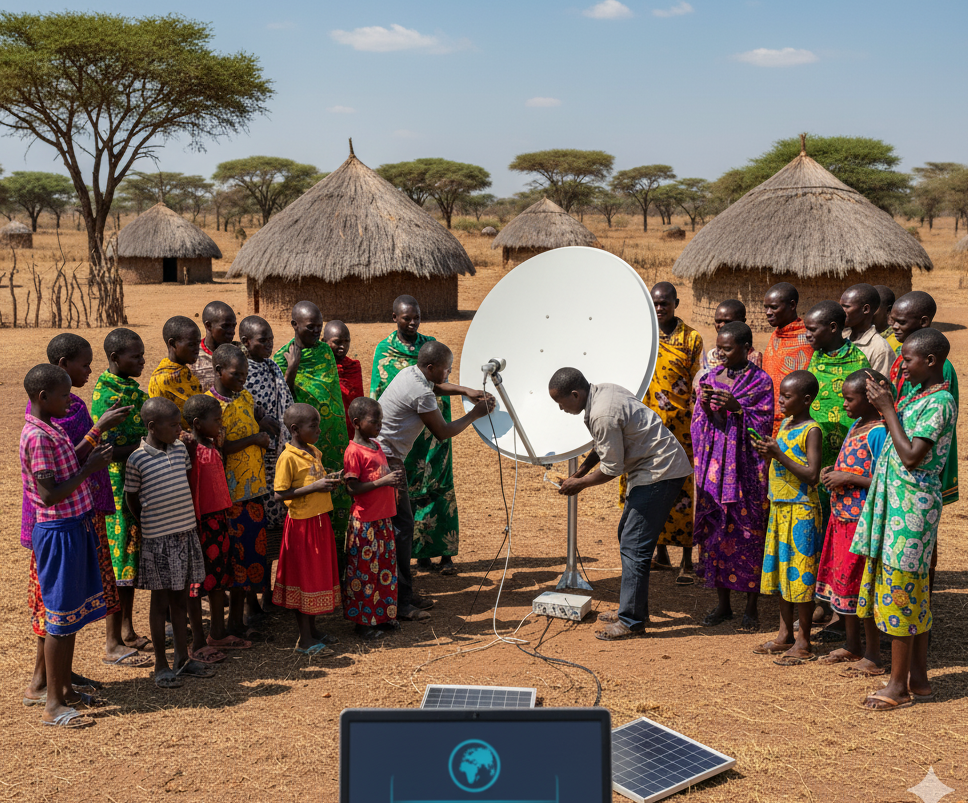 Mobile broadband tower providing internet coverage in rural Africa