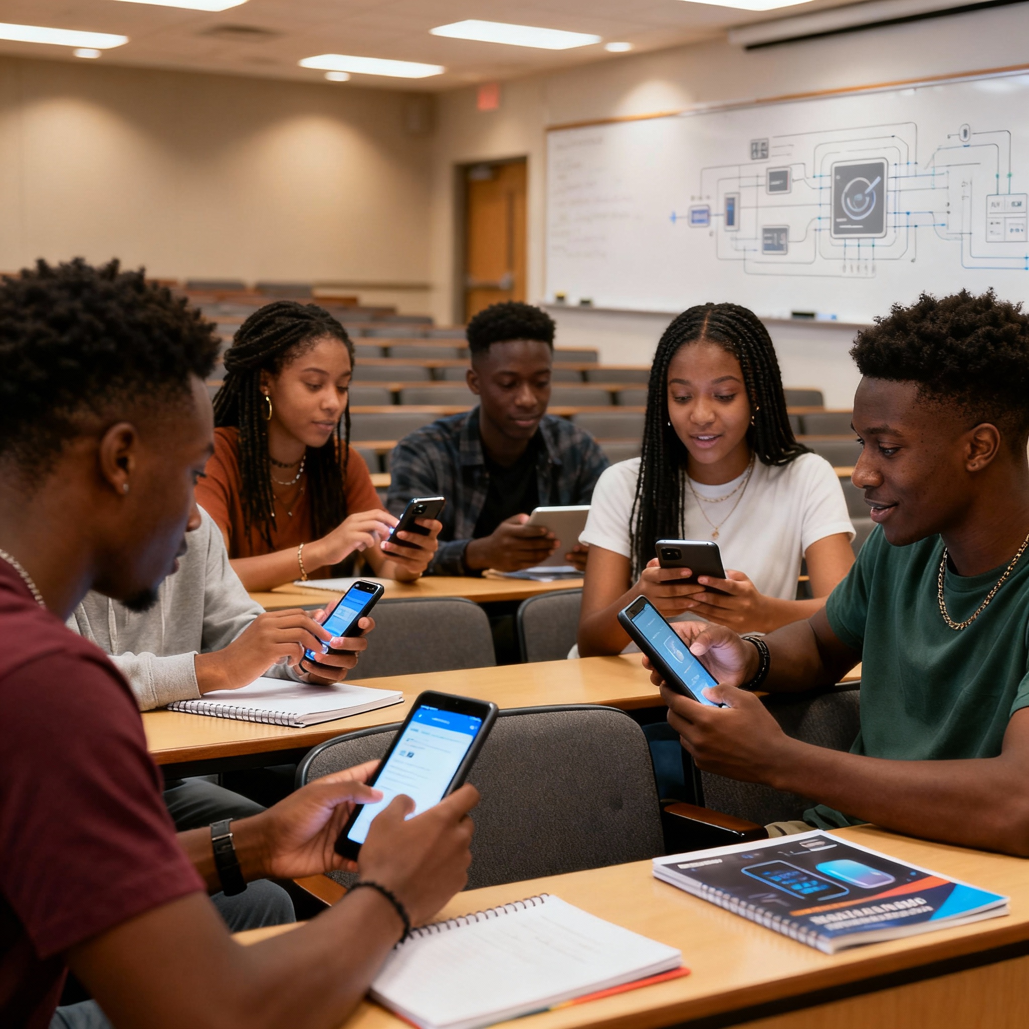 Young Africans using mobile internet, symbolizing Africa’s digital transformation