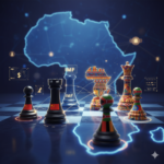 Conceptual image of global financial players on a chessboard over Africa, symbolizing the new rules of debt diplomacy